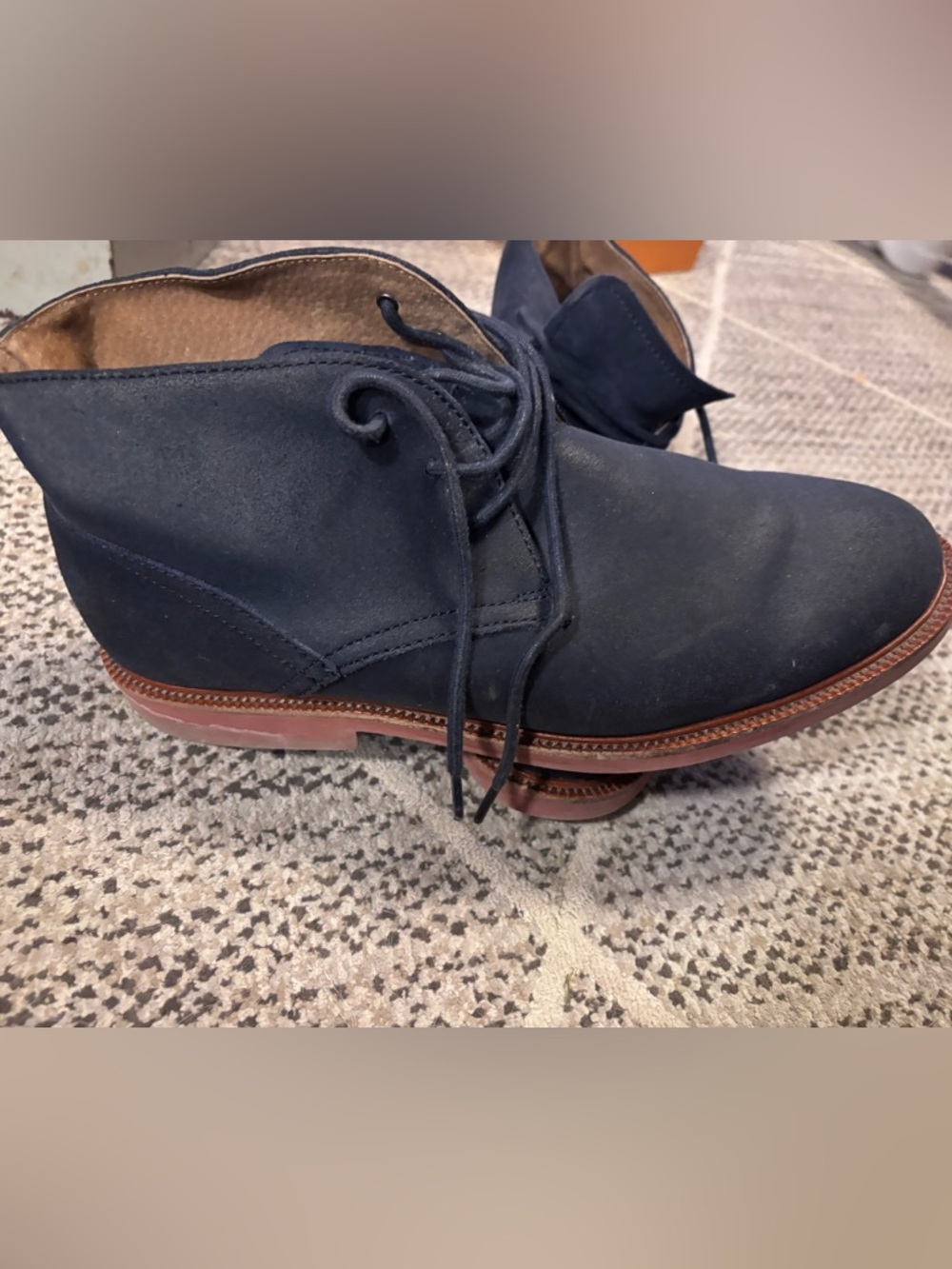 Polo by Ralph Lauren Navy Suede Chukka Boots with Brown Welt